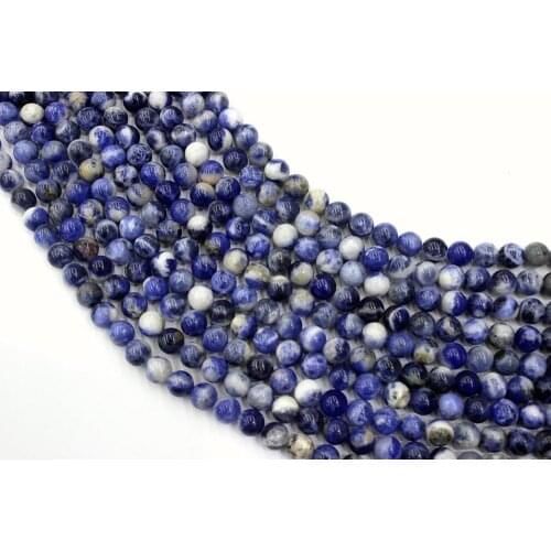 Natural Sodalite Round Loose Beads Strand 4/6/8/10MM For Jewelry DIY Making Necklace Bracelet