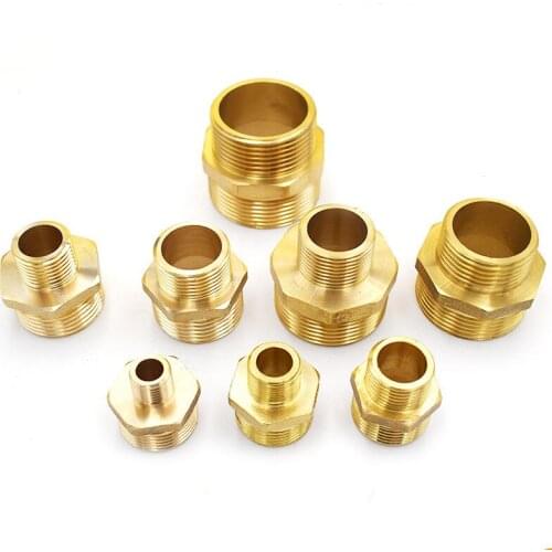 1/8'' 1/4'' 3/8'' 1/2'' 3/4'' 1'' BSP Male Thread Brass Pipe Fitting Reducer Hex Nipple Adapter Connector