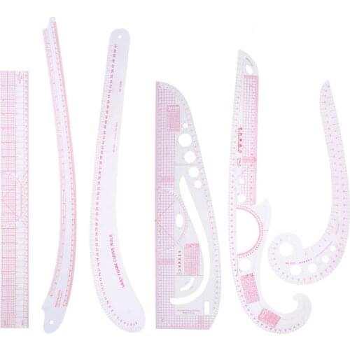 5/6Pcs Sewing Ruler Yardstick Sleeve Arm French Curve Ruler Set Cutting Rulers for Sewing Cutting Knife DIY Sewing Tools