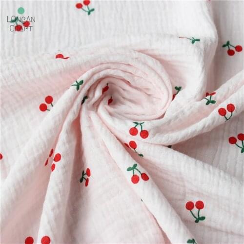 Longan Craft Supplies Fabric Drape Cotton Linen Double Gauze Crepe Baby Clothes Fabric Ladies Skirt Sleepwear Fabrics
