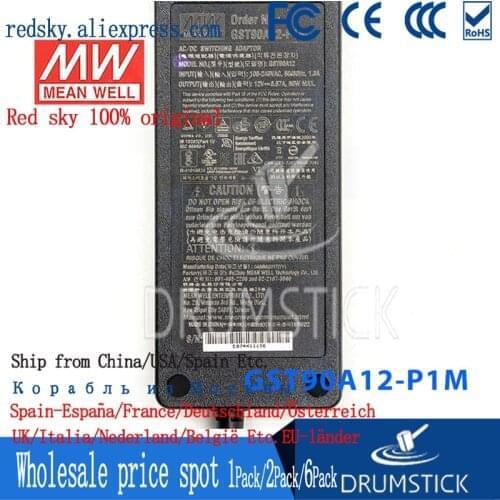 Friendly MEAN WELL 12Pack GST90A12-P1M 12V 6.67A GST90A 12V 80W AC-DC High Reliability Industrial Adaptor