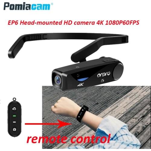 WiFi 4K HD Camcorder EP6 Head Wear Mini Camera Video Remote Control Microphone cam