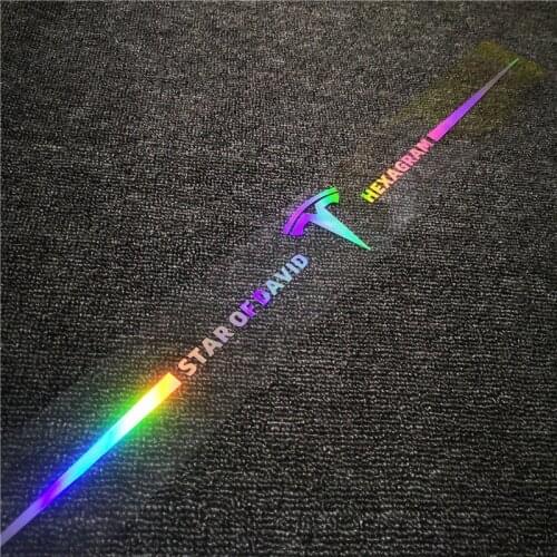 Car modified car logo stickers personalized body anti-scratch and 3D stereo stickers 65CM laser reflective stickers for Tesla