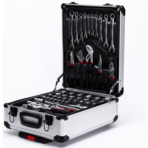 Hardware tool set 187 pieces of aluminum pull rod box portable multi - function tool box combined set