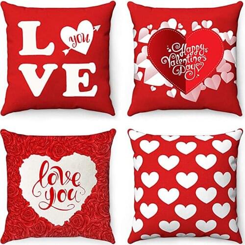 Letter Heart Printed Pillow Case Valentines Day Decorative Pillowcase Room Decoration Accessories Cushion Cover Dropshipping