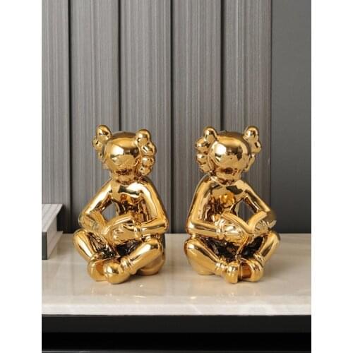 Nordic creative cartoon dolls bookcase decorative figures ceramic study office desk accessories home decoration craft gift