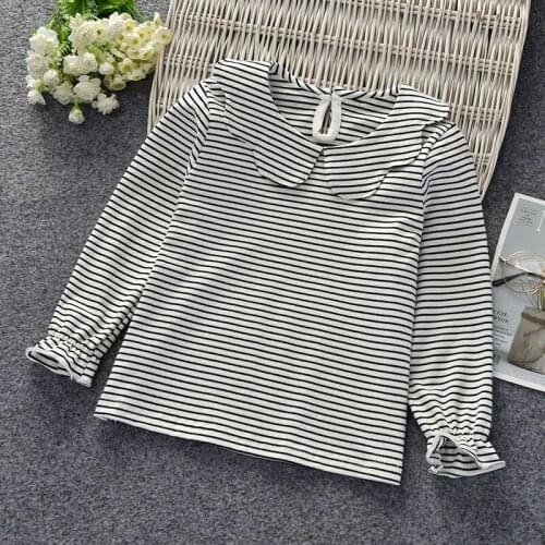 Girls autumn clothes childrens baby kids girls T-shirt spring casual striped cotton childrens bottomed shirts P5237