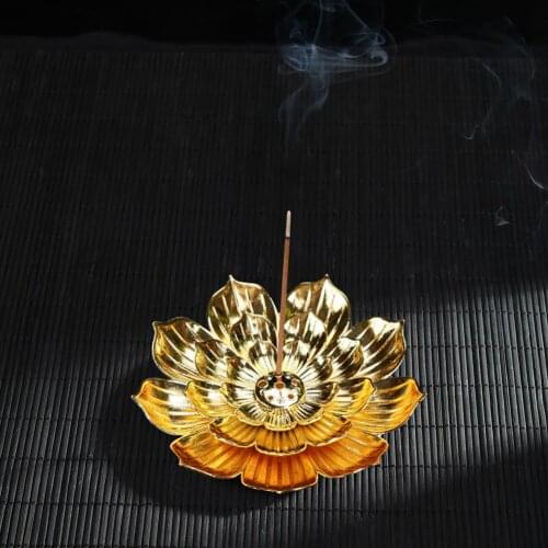 Alloy Incense Burner Stick Holder Home Decoration Buddhism Lotus Line Incense plate Sandalwood Coil Base Temples Yoga Studios