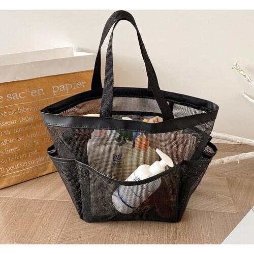 Mesh Portable Supermarket Shopping Bag Beach Bag Mesh Bath Bag Shoulder Large Capacity Mummy Bag Three-Dimensional Bag