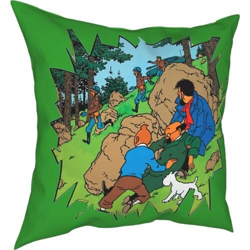 Adventures Of Tintin Pillowcase Soft Polyester Cushion Cover Decorative Haddock Thompson Pillow Case Cover Living Room 45*45cm