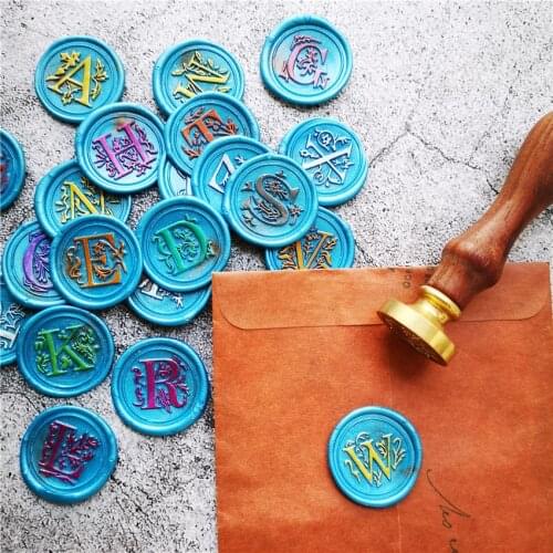 Retro 26 Letter A - Z Wax Seal Stamp Alphabet Letter Retro Wood Stamp Kits Replace sealing stamps Copper head wood handle seals