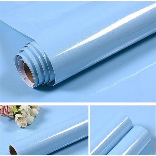 Roll Blue Modern PVC Vinyl Contact Paper for Kitchen Cabinets Self adhesive Wallpaper Door Furniture Stickers Kitchen Wall Paper