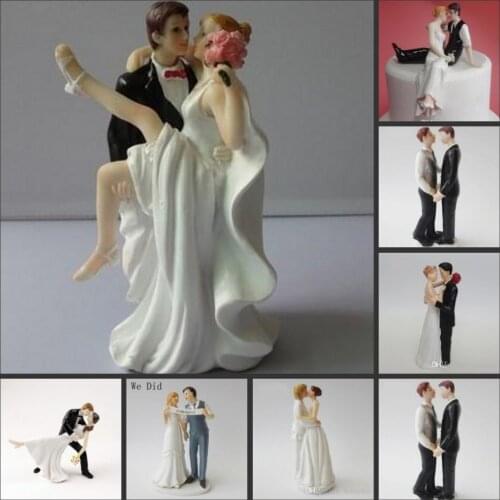 Happy Princess Embrace Bride And Groom Wedding Cake Topper Decoration Couple figurine Craft Wedding Cake decorations supplies