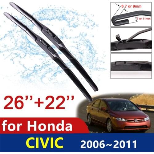 Car Wiper Blades Brushes for Honda Civic 2006 2007 2008 2009 2010 2011 8th Front Windshield Wipers Type R FA FD Car Accessories