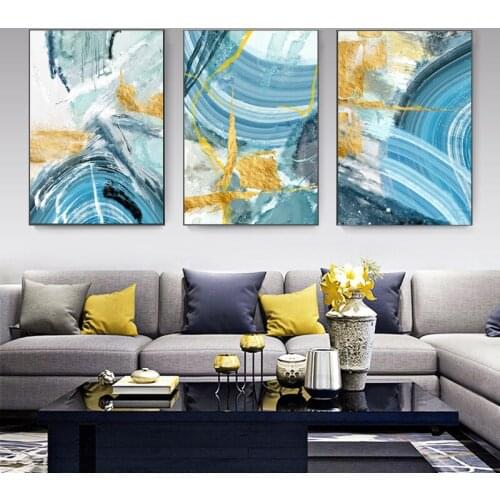 Nordic Modern Blue Canvas Painting Picture and Print Poster for Living Room Wall Art Abstract Decoration Home Decor NoFrame