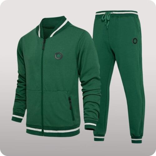 Brand Men Tracksuits Casual Mens Set Spring Autumn Solid Color Two Pieces Set Men Sports Suit Jacket Pants Track Suit 2021 New