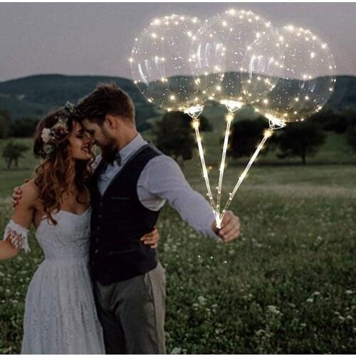 Handle Led Balloon With Sticks Luminous Transparent Helium Bobo Ballons Wedding Birthday Party Decorations Kid Balloon #P2