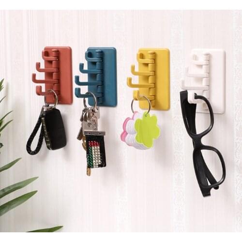 Rotating Adhesive Hook Creative Nordic Adhesive Hook Bathroom Kitchen Wall Hole-Free Hanger key bag clothes hook home organizer