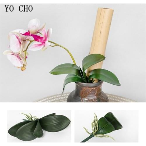 YO CHO 1Pcs PU Phalaenopsis Leaf Artificial Plant Leaf Decorative Flower Auxiliary Material Flower Decoration Fake Orchid Leaves