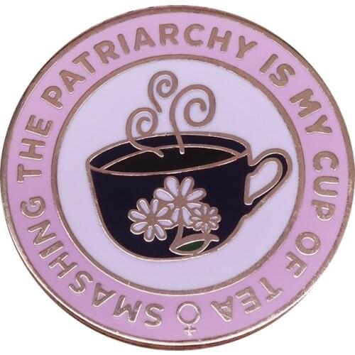 Smash the patriarchy feminist pin flowers tea cup badge women resistance brooch girl power gift art accessories