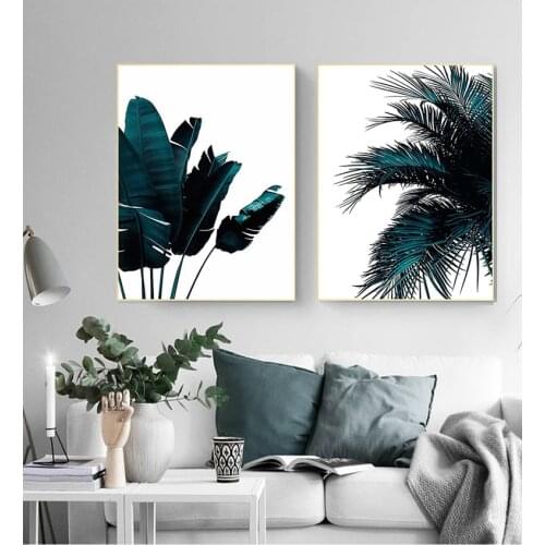 Painting Creative Picture Modern Home Decoration Blue Banana Palm Tree Leaf Abstract Botanical Canvas Print Nordic Style