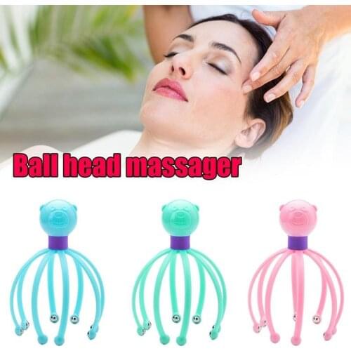 1pc Head Massager Octopus Scalp Rotating Meridian Stress Relax Spa Healing Neck Massage Beauty Tool Body Health Care Products