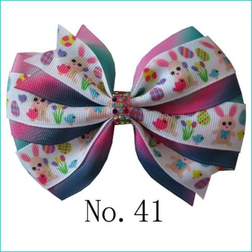 100 BLESSING Girl 4.5" Two Tone Wendy Hair Bow Clip Rainbow Easter Hairbow