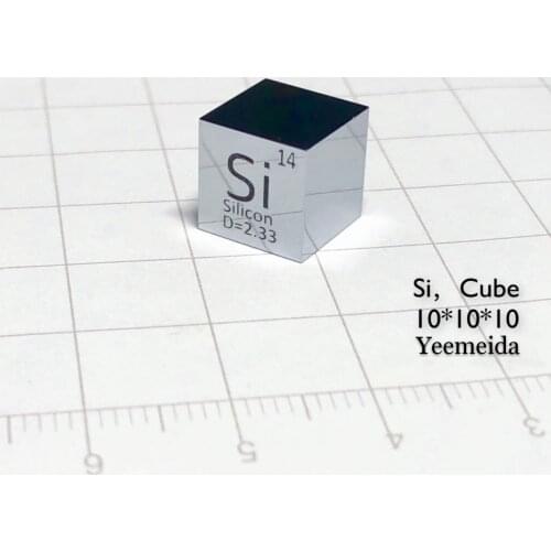 10 X 10 X 10mm 6-Sided Mirror Polished Double-Sided Engraved Metal Silicon Cube Periodic Table Of Elements Cube (Si≥99.9999%)