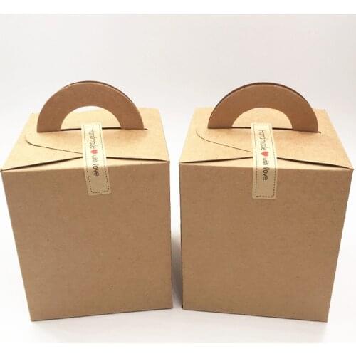 20pcs Kraft Paper Brown Handmade Cake Packing Box, Wedding Party Favor DIY Candy Cookies Gift Boxes, Portable cake paper box