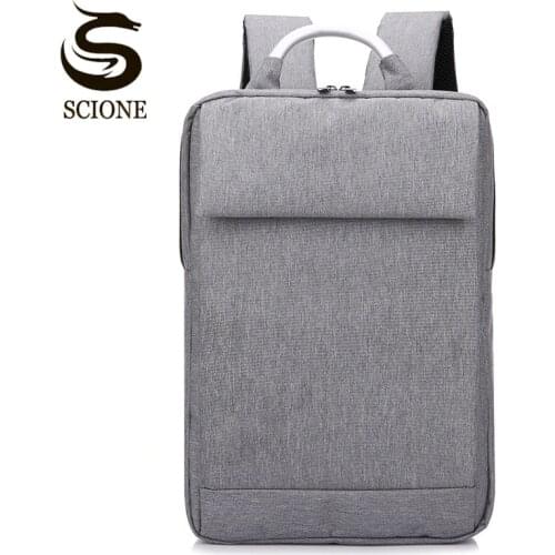 Scione Hard Metal Handle Backpack Canvas Laptop Backpack Male Student School Bags Square Travel Back Pack Multifunction Bagpack