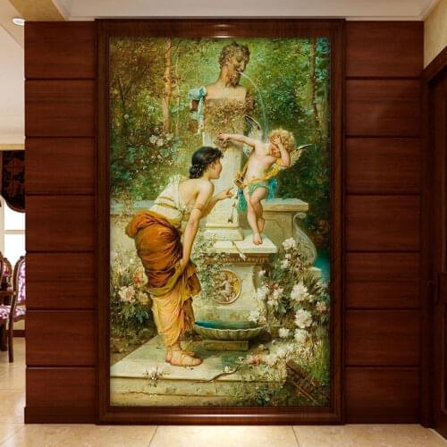 Beibehang Custom 3d large-scale papel de parede European beauty body art myth oil painting theme hotel corridor background mural
