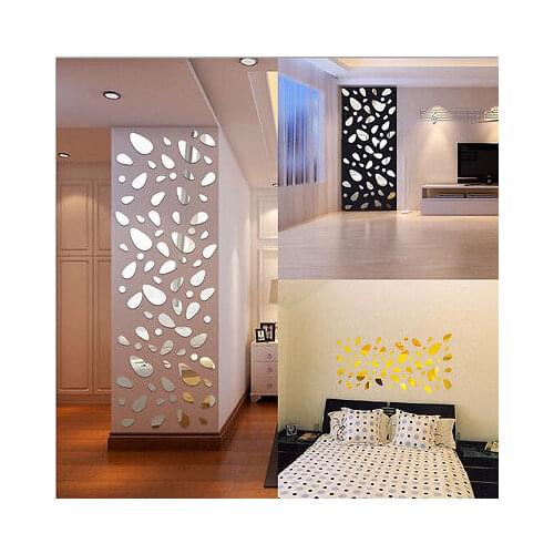3D DIY Removable Mirror Wall Stickers Acrylic Vinyl Mural Sticker Home Room Ellipse Decor Decal Decoration