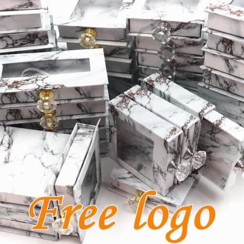 5-100Pcs Eyelash Packaging Wholesale Rectangle Lashes Case New Lash Boxes With Trays Bulk 25mm Mink Lashes packaging Box marble