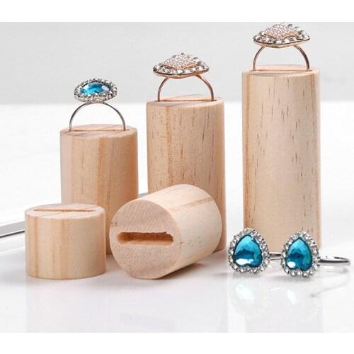 5PCS Ring Cone Wooden Jewelry Display Ring Stand Storage Organiser Holder Tray Jewelry Display Supplies Wholesale
