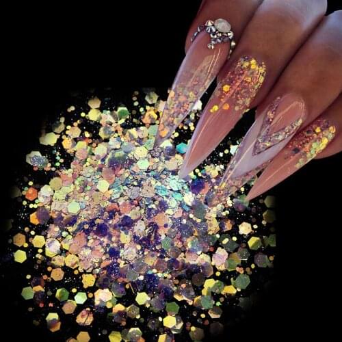 50g Bag Size Mixed Bright Magic Nail Sequins DIY Ultra Thin Nail Accessories Nail Art Decorations Nail Accesoires