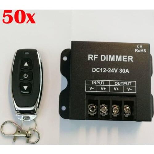 FREE DHL 50 sets RF Dimmer 12V/24V 30A Adjustable Bright Controller for DC 12V/24V LED Light/LED Strip Light 3 Years Warranty