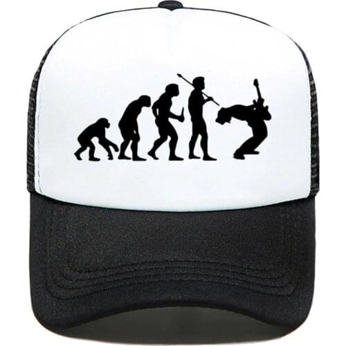 Funny Guitarist Baseball Cap Evolution Of a Music Rock Guitar Musician Band Metal Parent-child Hats Mesh Visor Outdoor Sun Hat