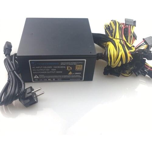Free ship 1800 psu ATX Computer Power Supply For Mining Machine Support 8 Pieces Graphics Card Output Rated 2000W Max Bitcoin