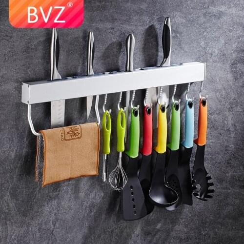 BVZ High Quality multifunctional kitchen supplies knife shelf rack with hooks Wall-mounted tool holder kitchen knife holder