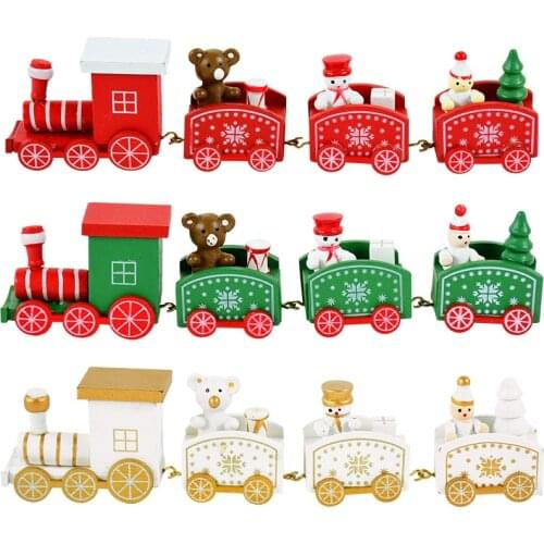Christmas Wooden Train Ornaments Merry Christmas Decorations For Home Table 2021 Noel Navidad Xmas Kids Gift Toy New Year 2022