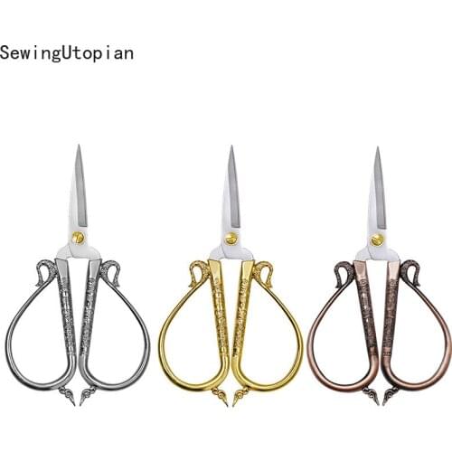 Stainless Steel European Vintage Floral Retro Sewing Scissors Short Cutter Durable Tailor Scissors for Fabric Sewing Supplies