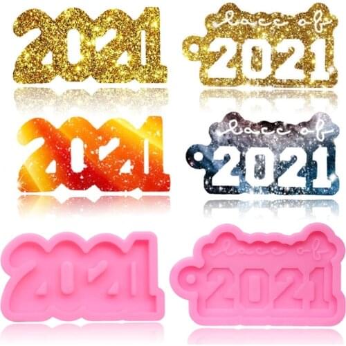 Glossy 2021 Keychain Epoxy Resin Mold DIY Crafts Pendants Decorations Casting Tools Charm Jewelry Earrings Silicone Mould