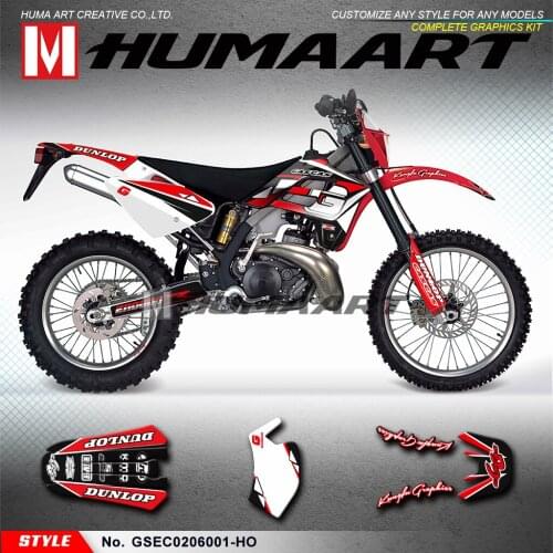 HUMAART Motocross Graphics Vinyl Stickers Decal Kit for Gas Gas EC 125 200 250 300 2002 2003 2004 2005 2006 FSE 400 450, Red