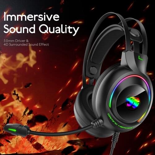 Gaming Headphones 4D Stereo RGB Marquee Earphones Headset with Microphone for New Xbox One/Laptop/Computer Tablet Gamer