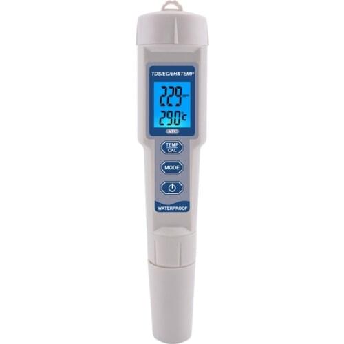4 in 1 TDS PH Meter PH/TDS/EC/Temperature Meter Digital Water Quality Monitor Tester for Pools, Drinking Water, Aquariums