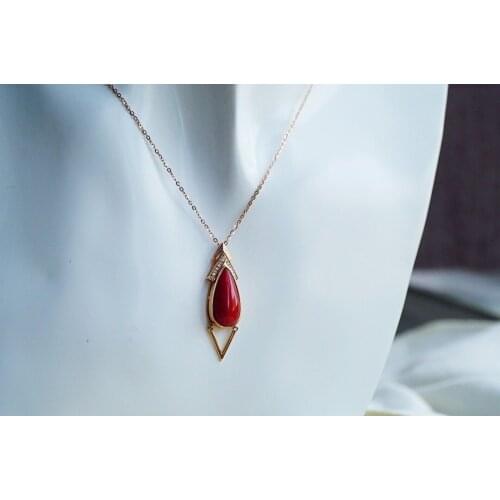 JHY603 Solid 18K Gold Nature Red Precious Coral Pendants Necklaces for Women Fine Jewelry for Women Gifts