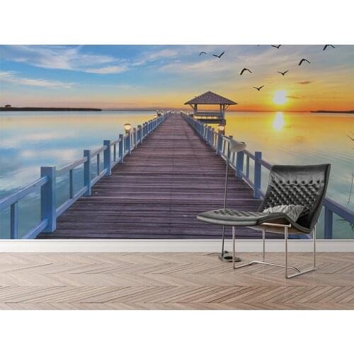 Customizable art sunset seaside beauty mural background wall painting modern study living room bedroom decoration oil painting