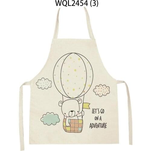 Cartoon Woolen Panda Print Pattern Bib Sleeveless Apron Cotton Linen Bib Household Cleaning Home Cooking Apron Anti-Greasy