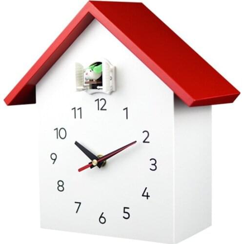 Cuckoo Quartz Wall Clock Modern Bird Hanging Watch Decoration Alarm Clocks Home Living Room Red