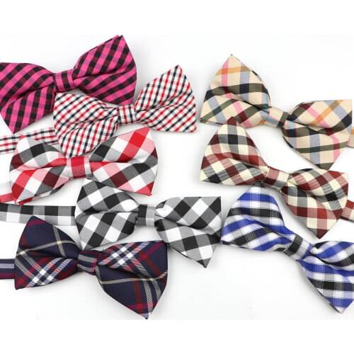 Polyester Mens Bow Tie Plaid Striped Flexible Bowtie Smooth Necktie Soft Matte Butterfly Decorative Pattern Color Ties